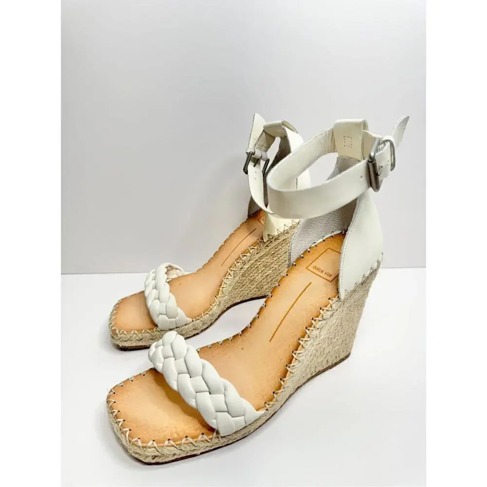 Dolce Vita Espadrille Sandals Size 9.5 White Ankle‎ Strap Open Toe NEW